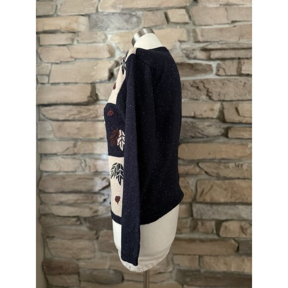 Dressbarn Women’s Sweater Size S Zip Front Cardigan Navy Beige Fall - Picture 2 of 5